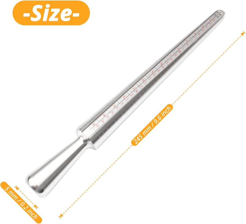 nutjam Metal Ring Sizer Measuring Tool, Jewelry Sizers Metal Ring Sizer Gauge Sizing Measuring for Women Men Rings（Aluminum, 1 Pack） - Image 2